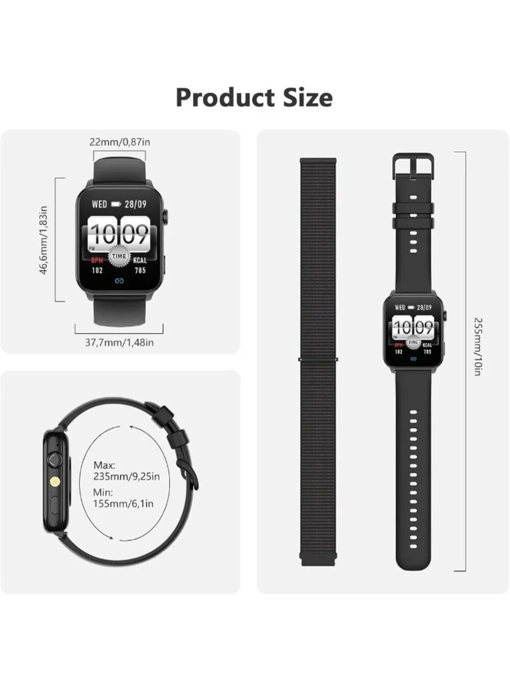 HD Touchscreen Fitness Smart Watch for Men & Women, Heart Rate Monitor